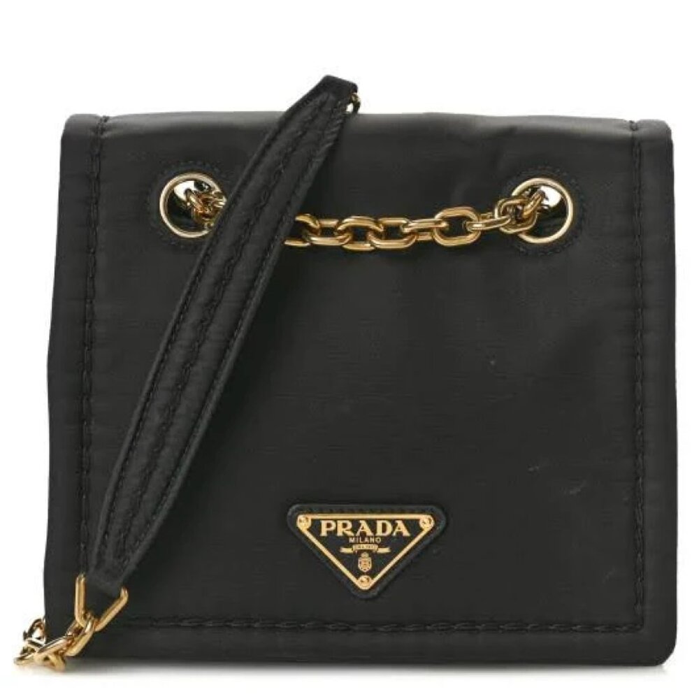 Prada Tessuto Nylon Chain Crossbody Shoulder Bag Black - Picture 3 of 16